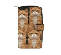 HETPLSD Orange Cats Bifold Wallet for Men & Women, Slim PU Leather Wallets with 12 Card Slots | Zipper Cash Pocket | ID Window, Compact Travel Wallet for Daily Use