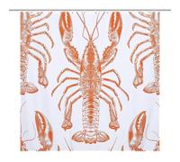 HETPLSD Orange Shrimp Pattern Shower Curtain with 12 Hooks, Rust Proof Grommets, Waterproof Heavy Duty Polyester Bath Curtains Fabric Shower Curtain Liner for Bath Tub, Machine Washable