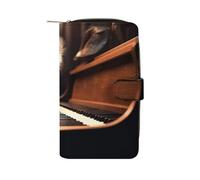 HETPLSD Owl Plays Piano Bifold Wallet for Men & Women, Slim PU Leather Wallets with 12 Card Slots | Zipper Cash Pocket | ID Window, Compact Travel Wallet for Daily Use