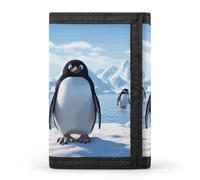HETPLSD Penguin Antarctica Ice Wallet, Unisex Tri-Fold Wallet with Card Slots & Keychain, Lightweight & Minimalist Wallets for Travel, Daily Use, Gifts