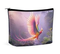 HETPLSD Phoenix Is Flying Cosmetic Bag PU Leather Makeup Bag with Zipper, Portable Travel Toiletry Organizer for Women Men