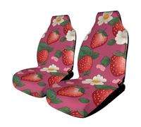HETPLSD Pink Strawberry Car Seat Covers 2PCS, Universal Front Car Seat Covers for Easy Installation, Elastic Breathable Auto Front Seats Protector for Cars, SUV, Sedan