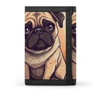 HETPLSD Pug Cartoon Wallet, Unisex Tri-Fold Wallet with Card Slots & Keychain, Lightweight & Minimalist Wallets for Travel, Daily Use, Gifts
