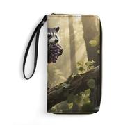 HETPLSD Raccoon Wallet, Long PU Leather Wallet with Wrist Strap, Large Capacity & Multi Card Holder Wallets