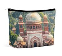 HETPLSD Regarding India Cosmetic Bag PU Leather Makeup Bag with Zipper, Portable Travel Toiletry Organizer for Women Men
