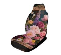 HETPLSD Retro Flowers Car Seat Covers 1PCS, Universal Front Car Seat Covers for Easy Installation, Elastic Breathable Auto Front Seats Protector for Cars, SUV, Sedan