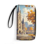 HETPLSD Retro Tourism Wallet, Long PU Leather Wallet with Wrist Strap, Large Capacity & Multi Card Holder Wallets