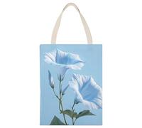 HETPLSD Reusable Canvas Tote Bag 17.7x13.8 Inch, Blue Morning Glory Shopping Bag Aesthetic Canvas Bags for Work, Gym