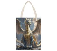 HETPLSD Reusable Canvas Tote Bag 17.7x13.8 Inch, Dragon Purple Moon Shopping Bag Aesthetic Canvas Bags for Work, Gym