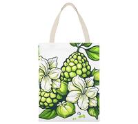 HETPLSD Reusable Canvas Tote Bag 17.7x13.8 Inch, Green Pentagon Fruit Shopping Bag Aesthetic Canvas Bags for Work, Gym