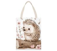 HETPLSD Reusable Canvas Tote Bag 17.7x13.8 Inch, Hedgehog Sitting on Top Shopping Bag Aesthetic Canvas Bags for Work, Gym
