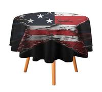 HETPLSD Round Tablecloth 36x36in, Wrinkle-Resistant & Easy Clean Polyester Fabric, Indoor Outdoor Table Cover Flag Stars Table Cloth for Dining, Kitchen, Picnic, Party Decor