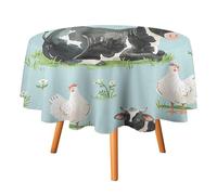 HETPLSD Round Tablecloth 60x60in, Wrinkle-Resistant & Easy Clean Polyester Fabric, Indoor Outdoor Table Cover Light Blue Animal Table Cloth for Dining, Kitchen, Picnic, Party Decor