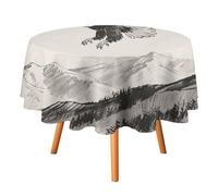 HETPLSD Round Tablecloth 60x60in, Wrinkle-Resistant & Easy Clean Polyester Fabric, Indoor Outdoor Table Cover Soaring Eagle Table Cloth for Dining, Kitchen, Picnic, Party Decor