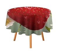 HETPLSD Round Tablecloth 60x60in, Wrinkle-Resistant & Easy Clean Polyester Fabric, Indoor Outdoor Table Cover Lovely Strawberry Table Cloth for Dining, Kitchen, Picnic, Party Decor