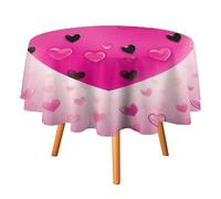 HETPLSD Round Tablecloth 70x70in, Wrinkle-Resistant & Easy Clean Polyester Fabric, Indoor Outdoor Table Cover Pink Love Heart Table Cloth for Dining, Kitchen, Picnic, Party Decor