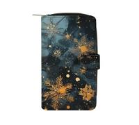 HETPLSD Snowflake Pattern Bifold Wallet for Men & Women, Slim PU Leather Wallets with 12 Card Slots | Zipper Cash Pocket | ID Window, Compact Travel Wallet for Daily Use