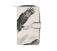 HETPLSD Soaring Eagle Bifold Wallet for Men & Women, Slim PU Leather Wallets with 12 Card Slots | Zipper Cash Pocket | ID Window, Compact Travel Wallet for Daily Use