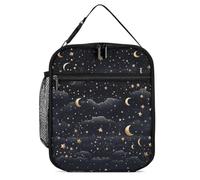 HETPLSD Stars And Moon on Dark Background Lunch Box for Women Men - Insulated Lunch Bag Leakproof Cooler Tote Bags Portable Lunchbag Reusable Small LunchBox for Work Picnic Travel Gym