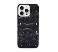 HETPLSD Stars and Moon on Dark Background Phone 16 Case, Slim Fit Scratch-Resistant TPU Cover | Ultra-Thin Protective Shell for iPhone 16 Pro, Anti-Yellowing Design for Women Men