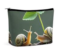 HETPLSD Strawberry Snail Cosmetic Bag PU Leather Makeup Bag with Zipper, Portable Travel Toiletry Organizer for Women Men