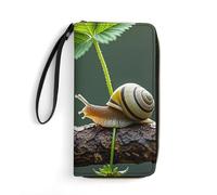 HETPLSD Strawberry Snail Wallet, Long PU Leather Wallet with Wrist Strap, Large Capacity & Multi Card Holder Wallets