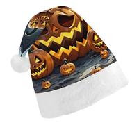 HETPLSD Terrifying Atmosphere Santa Hat Adult Soft Christmas Hat Unisex Xmas Elf Felt Hats for Xmas New Year Party