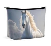 HETPLSD The Galloping Horse Is Galloping Cosmetic Bag PU Leather Makeup Bag with Zipper, Portable Travel Toiletry Organizer for Women Men