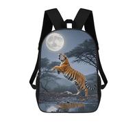 HETPLSD Tiger Moon Backpack - Durable 600D Polyester, 17 Inch Backpack with Ergonomic Adjustable Straps, Lightweight Travel Bag for Men & Women