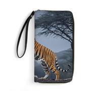 HETPLSD Tiger Moon Wallet, Long PU Leather Wallet with Wrist Strap, Large Capacity & Multi Card Holder Wallets