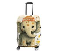 HETPLSD Travel Luggage Cover for Suitcase Protection, Fits 18-32 Inch - Durable Elastic Luggage Protector, Cartoon Elephant with Plant Painting Suitcase Cover for Travel, Scratch & Dirt Resistant