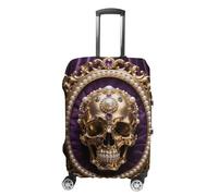 HETPLSD Travel Luggage Cover for Suitcase Protection, Fits 18-32 Inch - Durable Elastic Luggage Protector, Baroque Metal Skull Suitcase Cover for Travel, Scratch & Dirt Resistant, style, Small
