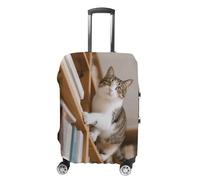 HETPLSD Travel Luggage Cover for Suitcase Protection, Fits 18-32 Inch - Durable Elastic Luggage Protector, Cat on The Bookshelf Suitcase Cover for Travel, Scratch & Dirt Resistant, style, L, Classic