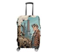 HETPLSD Travel Luggage Cover for Suitcase Protection, Fits 18-32 Inch - Durable Elastic Luggage Protector, Steampunk Factory Suitcase Cover for Travel, Scratch & Dirt Resistant, style, Small, Classic
