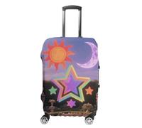 HETPLSD Travel Luggage Cover for Suitcase Protection, Fits 18-32 Inch - Durable Elastic Luggage Protector, Vintage Sun Moon Stars Suitcase Cover for Travel, Scratch & Dirt Resistant, style, M