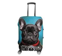 HETPLSD Travel Luggage Cover for Suitcase Protection, Fits 18-32 Inch - Durable Elastic Luggage Protector, French Bulldog Puppy with Camera Suitcase Cover for Travel, Scratch & Dirt Resistant, style