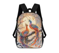 HETPLSD Two Phoenixes in Winter Backpack - Durable 600D Polyester, 17 Inch Backpack with Ergonomic Adjustable Straps, Lightweight Travel Bag for Men & Women