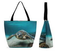 HETPLSD Underwater Diving Sea Turtle Tote Bag, Stylish Women's Handbags Large Capacity, Durable Oxford Grocery Bag for Work, Shopping