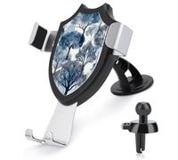 HETPLSD Universal Car Phone Holder Mount with Air Vent Clip & Suction Cup, Blue Trees Pattern Phone Holder Strong Cellphone Car Mount for Dashboard/Windshield, Fit All Phones