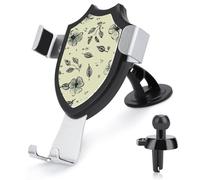HETPLSD Universal Car Phone Holder Mount with Air Vent Clip & Suction Cup, Light Green Flowers Phone Holder Strong Cellphone Car Mount for Dashboard/Windshield, Fit All Phones