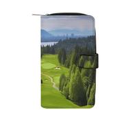 HETPLSD Vancouver Golf Course Bifold Wallet for Men & Women, Slim PU Leather Wallets with 12 Card Slots | Zipper Cash Pocket | ID Window, Compact Travel Wallet for Daily Use