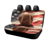 HETPLSD Vintage Baseball On American Flag Car Seat Covers for Back Seats, Universal Fit Rear Seats Protector Easy to Install, Durable Back Seat Cover for Cars, SUVs, Sedans, Trucks