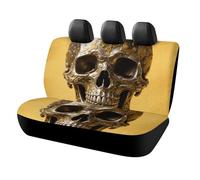 HETPLSD Vintage Metal Skull Car Seat Covers for Back Seats, Universal Fit Rear Seats Protector Easy to Install, Durable Back Seat Cover for Cars, SUVs, Sedans, Trucks