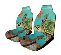 HETPLSD Vintage Ocean Turtle Starfish Car Seat Covers 2PCS, Universal Front Car Seat Covers for Easy Installation, Elastic Breathable Auto Front Seats Protector for Cars, SUV, Sedan