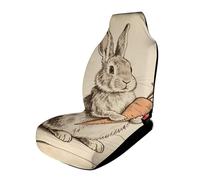 HETPLSD Vintage Rabbit Car Seat Covers 1PCS, Universal Front Car Seat Covers for Easy Installation, Elastic Breathable Auto Front Seats Protector for Cars, SUV, Sedan