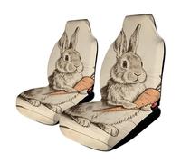 HETPLSD Vintage Rabbit Car Seat Covers 2PCS, Universal Front Car Seat Covers for Easy Installation, Elastic Breathable Auto Front Seats Protector for Cars, SUV, Sedan