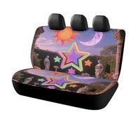 HETPLSD Vintage Sun Moon Stars Car Seat Covers for Back Seats, Universal Fit Rear Seats Protector Easy to Install, Durable Back Seat Cover for Cars, SUVs, Sedans, Trucks