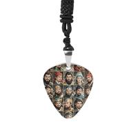 HETPLSD Water Margin Heroes Guitar Pick Necklace Titanium Steel Guitar Pick Pendant Cool Rock Music Necklace for Women Men