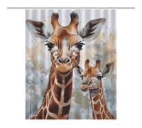 HETPLSD Watercolor Deer Giraffe Shower Curtain with 12 Hooks, Rust Proof Grommets, Waterproof Heavy Duty Polyester Bath Curtains Fabric Shower Curtain Liner for Bath Tub, Machine Washable