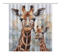 HETPLSD Watercolor Deer Giraffe Shower Curtain with 12 Hooks, Rust Proof Grommets, Waterproof Heavy Duty Polyester Bath Curtains Fabric Shower Curtain Liner for Bath Tub, Machine Washable